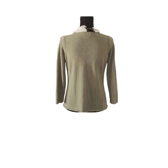 Neiman Marcus Exclusive Collarless Button Front V-neck Sweater Cardigan Size S - Picture 5 of 7
